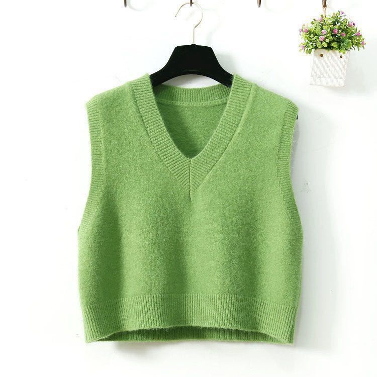 Women Sweater Vest Solid Vintage Casual Spring V-Neck Design Sleeveless Vest Elegant Waistcoats
