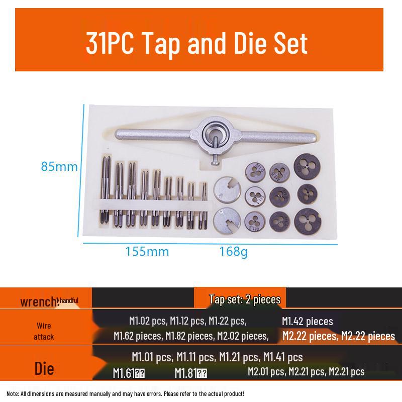 Metric & Imperial Tap and Die Set with Hand Reamer & Tap Holder – Comprehensive Threading Tool Kit.