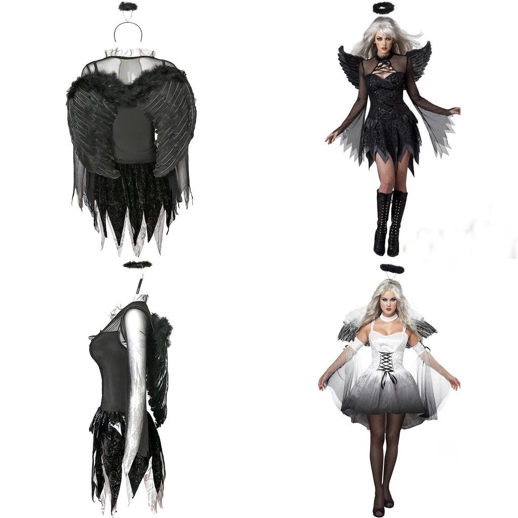 Womens Halloween Dark Angel Devil Costume Fancy Dress Ghost Bar Cosplay Party