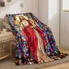 Jesus Stained Glass Pattern Blanket bedroom Blanket for Livingroom Couch lunch break Soft throw for Friend's festival Gift