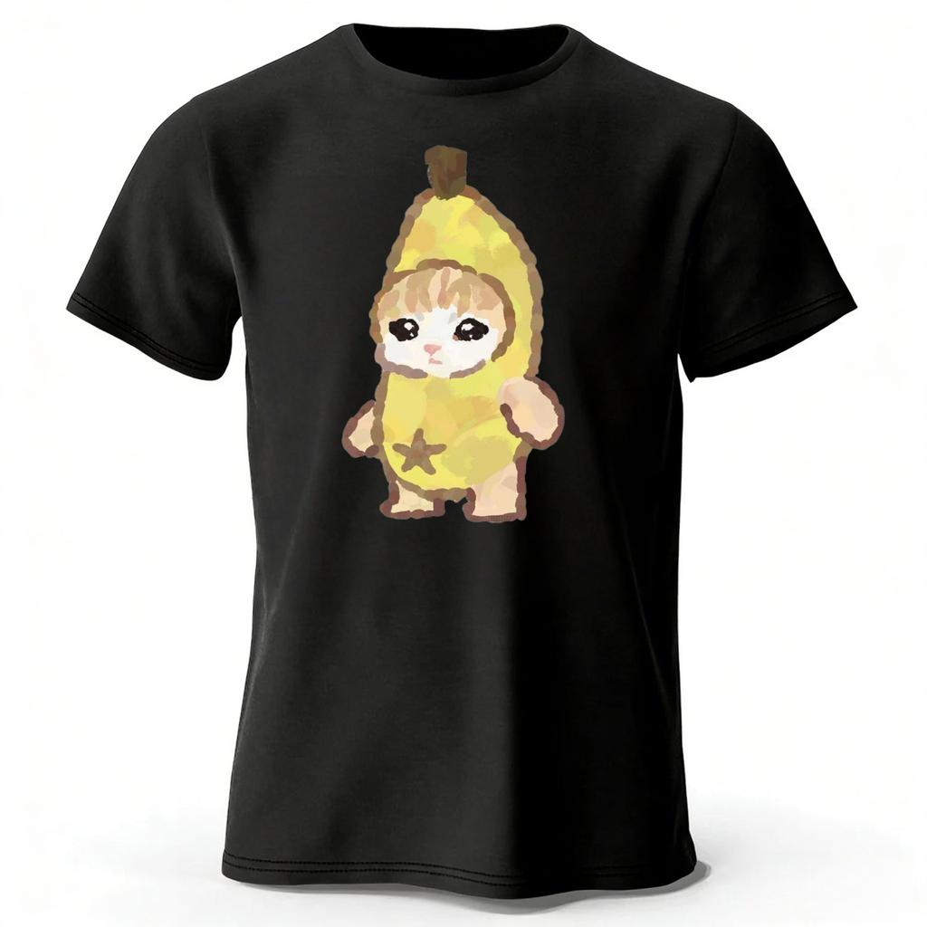 2026 Trendy Banana Kitten New Pure Cotton Short Sleeved Menwomen Daily Street Wear Plus Size Comfortable Casual Tshirt Top