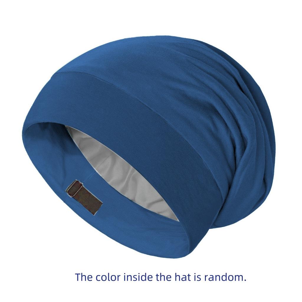 1pc Adjustable Satin Lined Double Layer Sleeping Hat For Hair Protection
