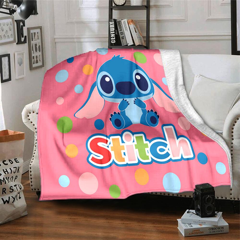 1Pc Stitch Adventure Polka Dots Blanket Soft Throw Blanket For Home Bedroom Bed Sofa Travel Office Solid Christmas Blanket