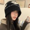 Retro knitted hat women's autumn and winter versatile face small wool bucket hat thickened cold-proof warm hat