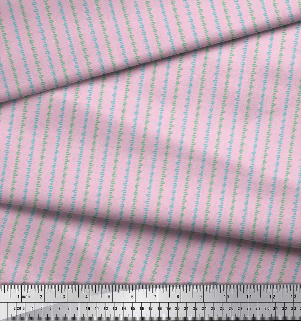 Soimoi Japan Crepe Satin Fabric Triangle Shirting Printed Craft Fabric by the Metre 42 Inch