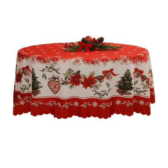 

Рождественская круглая скатерть Зимняя скатерть с падубом и снеговиком Декоративная накладка на стол Ткань для помещения и улицы Праздничная вечеринка Декор обеденного стола 90 cm E