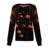 Women's Casual Long Sleeve Button Down Halloween Print Top for Costume Wear