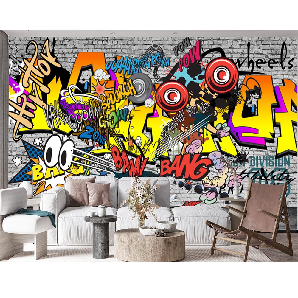 Fototapeta Graffiti Evropská ručně malovaná Graffiti Fototapeta vhodná pro ložnici Obývací pokoj Restaurace Tapeta