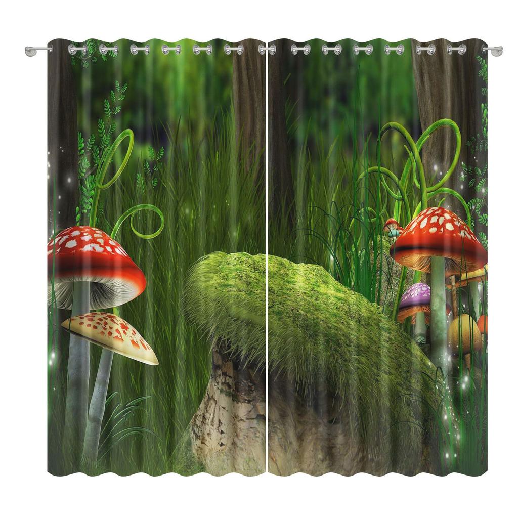 Forest Mushroom Curtain Cloth Bedroom Living Room Balcony Blackout Curtain Office Hotel Insulation Curtain