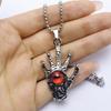 Personalized Punk Demon Claw Pendant Necklace with Devil's Eye for Men and Women - Trendy Long Sweater Chain.