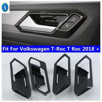 For VW Volkswagen T-ROC 2017- LHD!!! Carbon Black Interior Door Handles Cover Trim ABS Car Accessories 4pcs