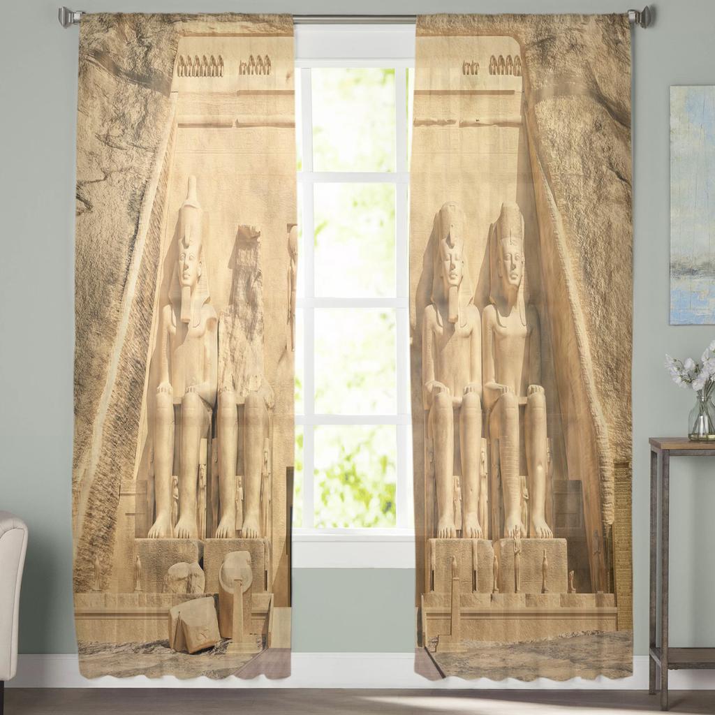 Egypt Historické dědictví Umění Starověký tyl Průsvitné okenní závěsy do obývacího pokoje Ložnice Moderní voál Organza Závěsy Závěsy