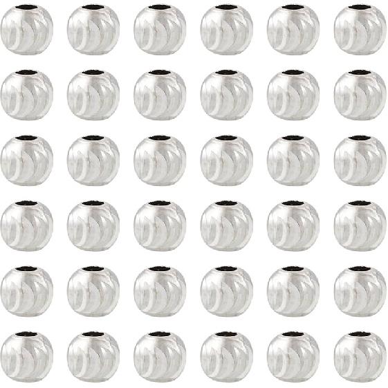 3mm Sterling Silver Beads for Jewelry Making 30Pcs Seamless Silver Round Spacer Beads Tiny Smooth Silver Loose Bead for Stackable Bracelet Necklace