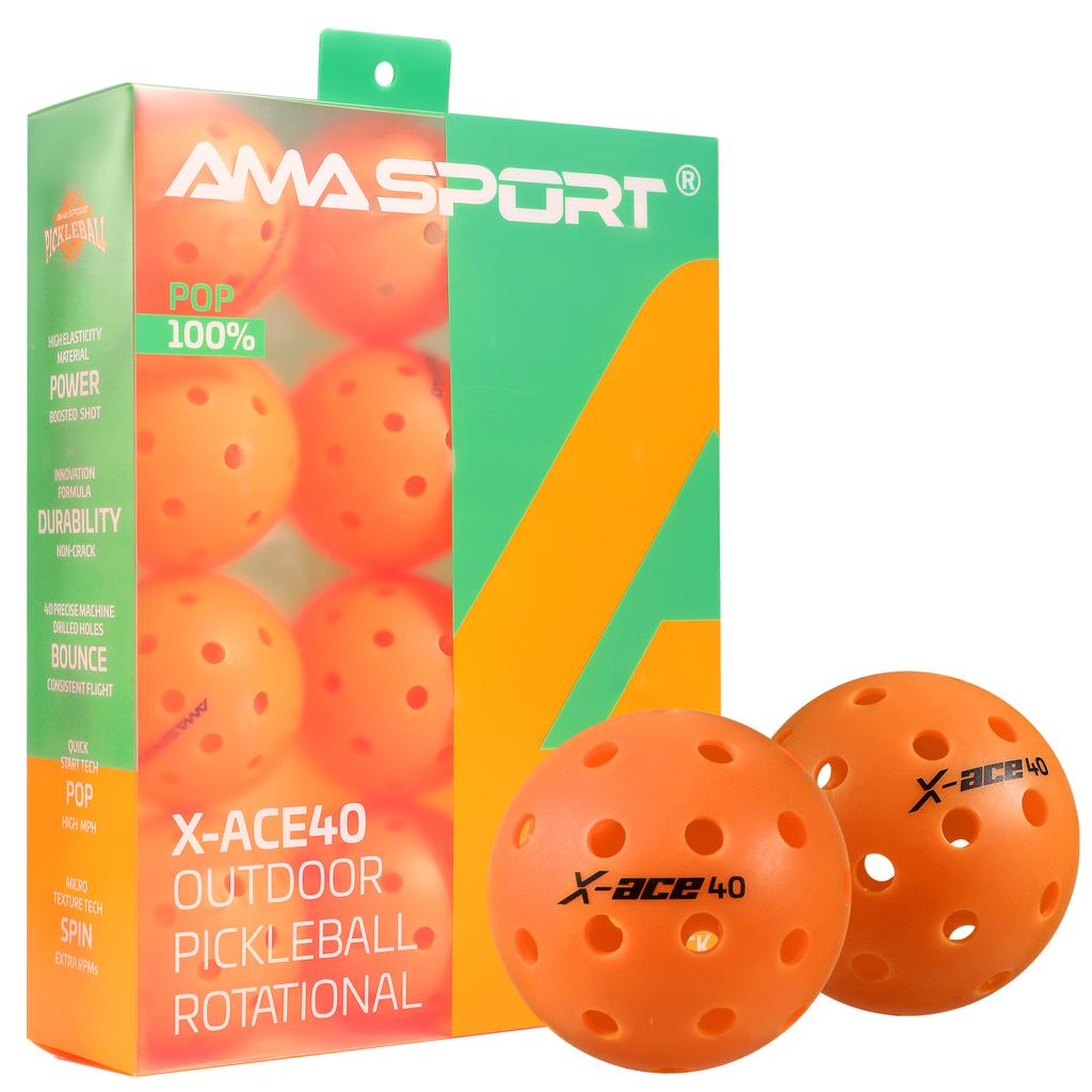 AMASPORT Pickleball Bälle X-ACE40 Professionelle Offizielle Pickleball Bälle Hoher Rückprall & Hohe Sichtbarkeit für Outdoor-Spiele