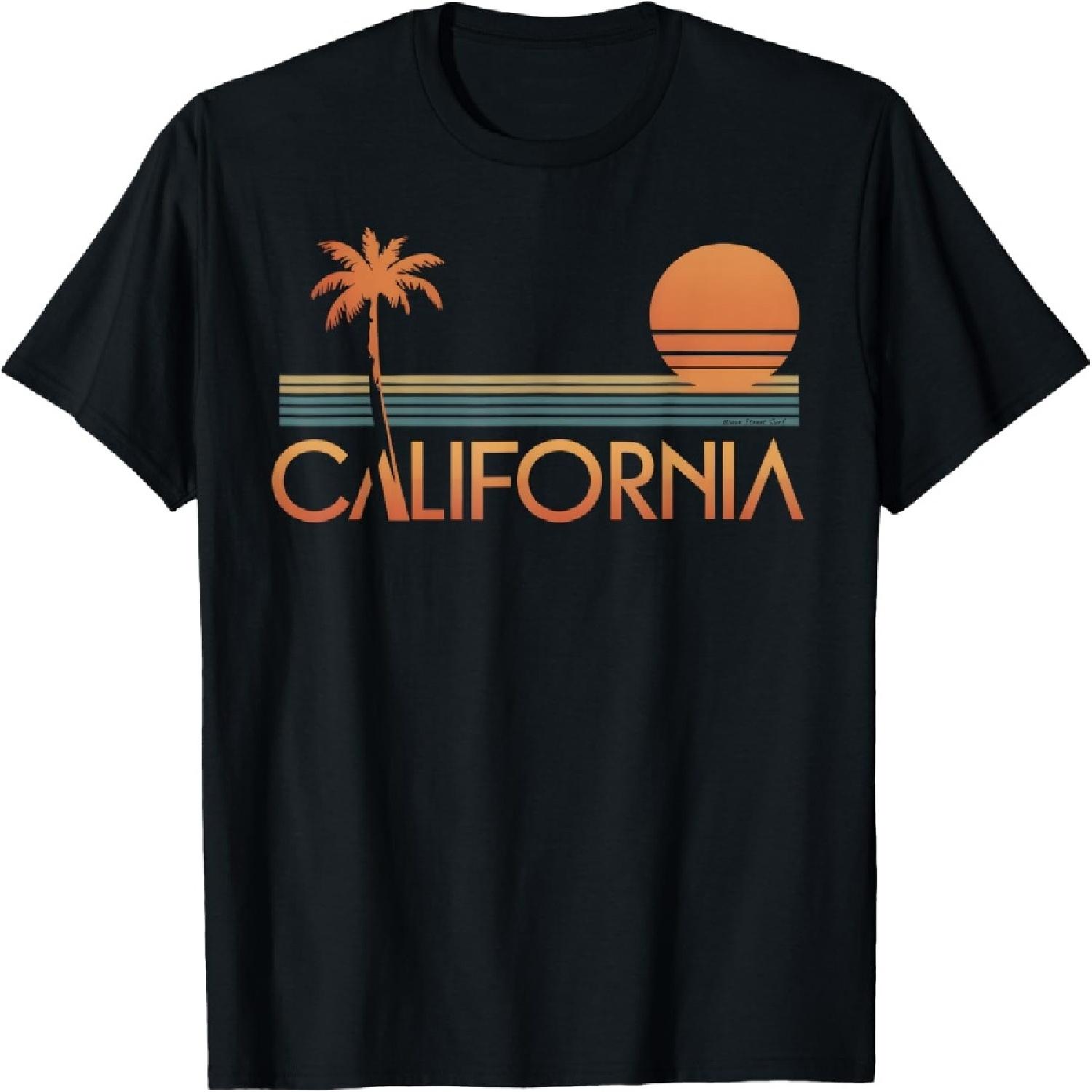 Wave Street Vintage Retro California Summer Sunset Logo T-Shirt S