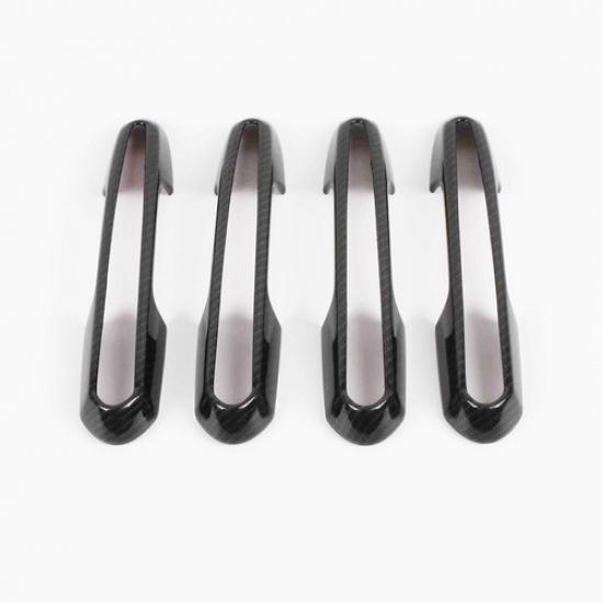 8PCS Carbon Fiber ABS Exterior Door Handle Bowl Cover For Toyota RAV4 2019-2020