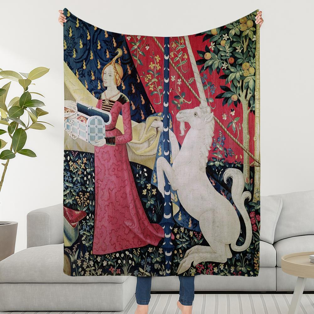 Maiden Unicorn Blanket Throw Super Cosy Plush Living And Room Sofa Couch Childish Medieval Birthday Gifts
