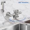 Alenartwater Kitchen Faucet Wall Mounted Rotable Sink Tap Dual Hole Single Handle Cold and Hot Water Mixer
