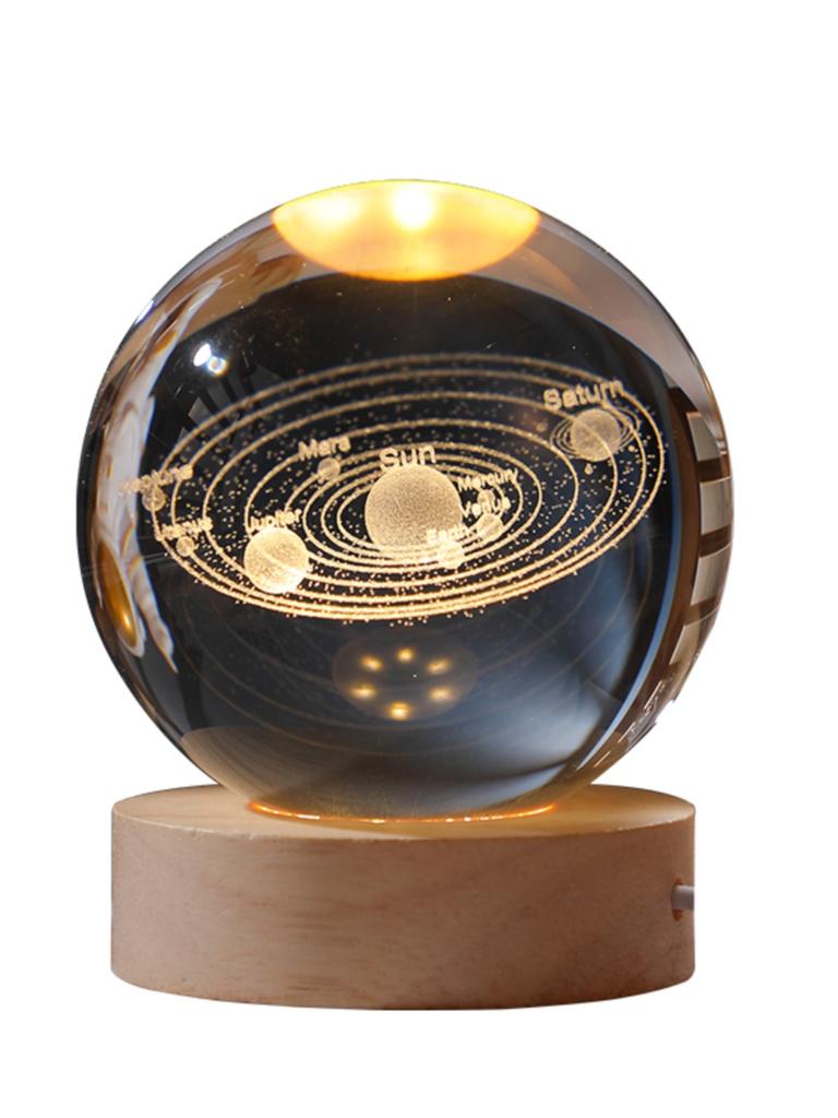 6Cm 3D Crystal Ball Led Night Light Astronomy Solar System Planets Moon Astronaut Glass Ball Home Desktop Decor Ornament