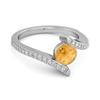 Citrine Bypass Design with White Topaz Accents Ring- 925 Sterling Silver