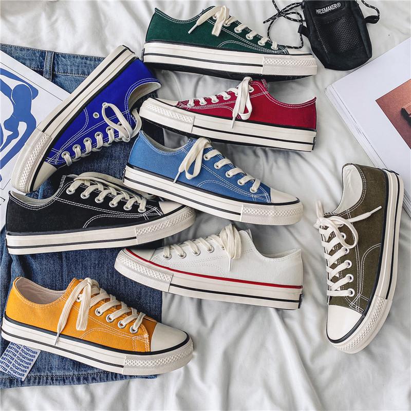 Spring burgundy low-top canvas shoes men's classic men's and women's board shoes Korean version versatile trend casual shoes men's