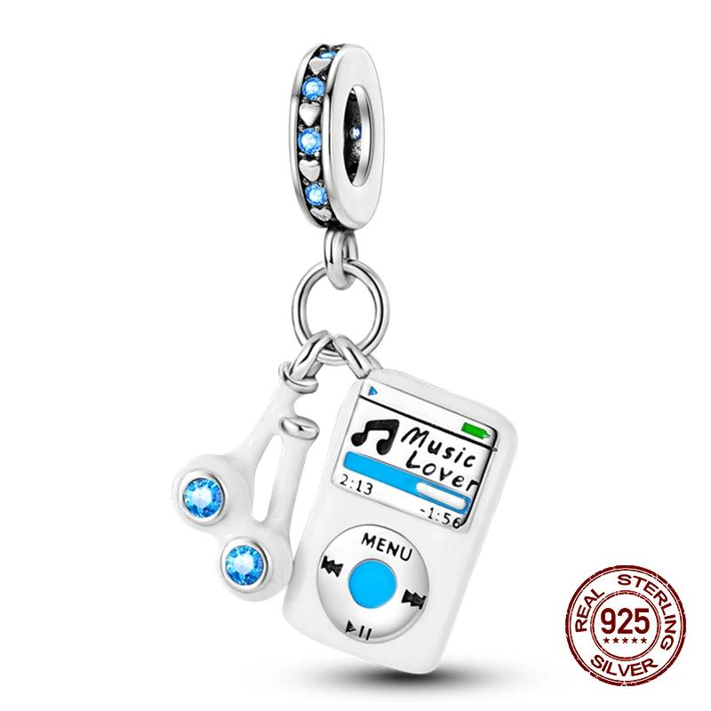 Music Lovers Earphone Tapeguitar Sax Musical Charms Beads Fit Copper Bracelets Diy Jewelry Women Party Gift