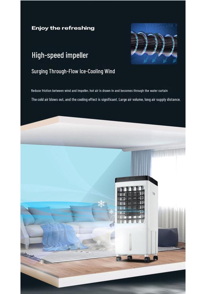 Remote Control Portable Air Cooler Fan with Water Tank for Dormitories
