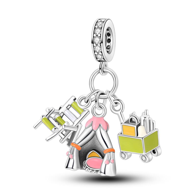 Real Copper Moon Charms Beads Santa Claus Car Cat Pharaoh'S Pyramid Dangle Original Accessories Bracelets Diy Jewelry