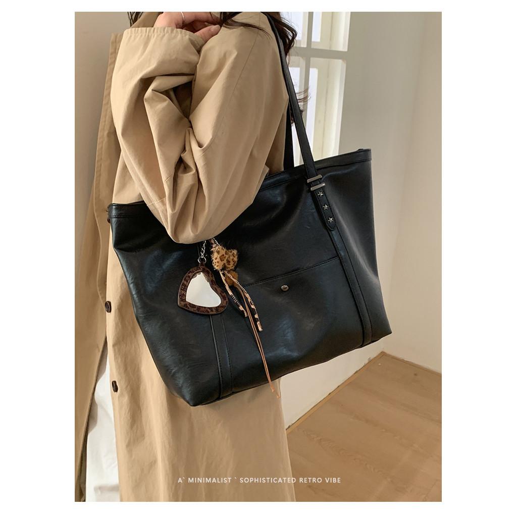 IELGY Ladies Tote Bag Retro Merad Color All-Match Portable One-Shoulder Large-Capacity Commuter Bag