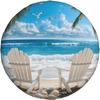 Spare Tire Cover for RV Camper, Beach Scene Tropical Tire Cover Protectors, Weatherproof Universal Wheel Cover for RV Travel Trailer Camper Truck