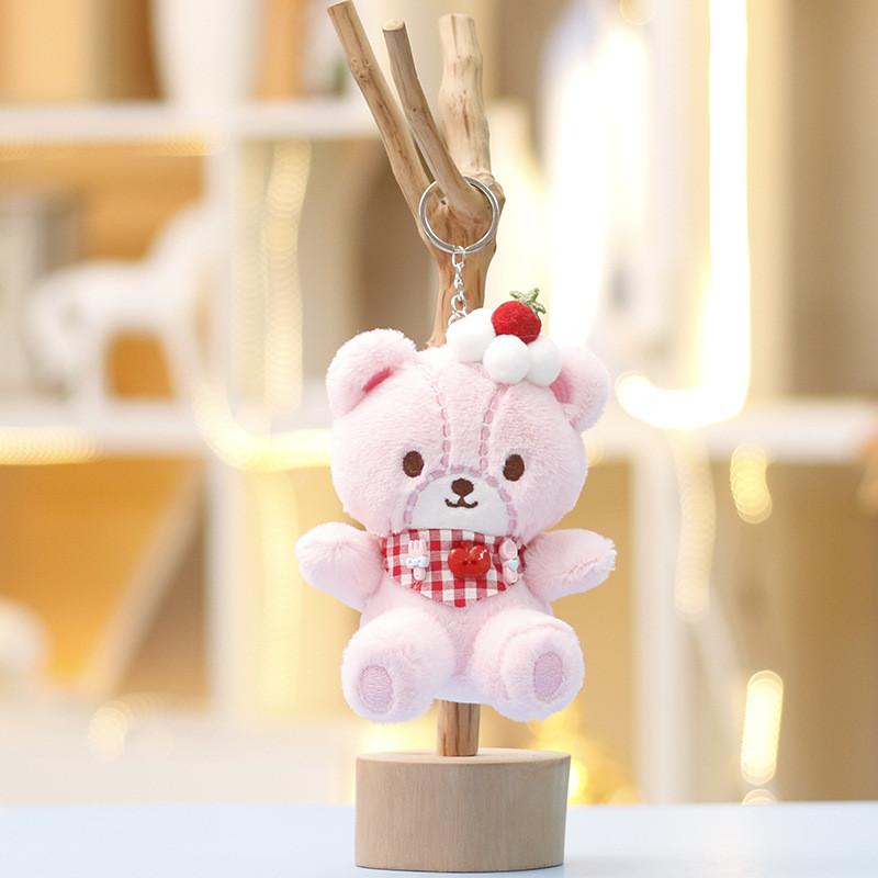 Cute Bear Plush Keychain With Soft Short Pile For Bags And Kids Decor