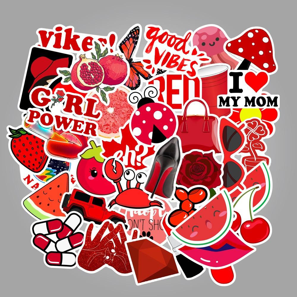 50 Red Girl Series Small Fresh Suitcase Trolley Case Laptop Graffiti Stickers Waterproof Stickers