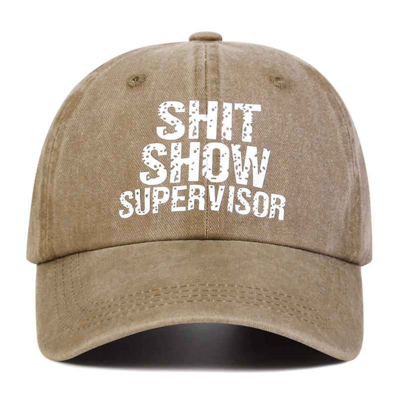 Unisex SHIT SHOW SUPERVISOR Print Wash Baseball Caps Spring and Autumn Outdoor Adjustable Hats Sunscreen Hat