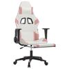 Gaming Chair with Massage Function & Footrest White & Pink PU Leather
