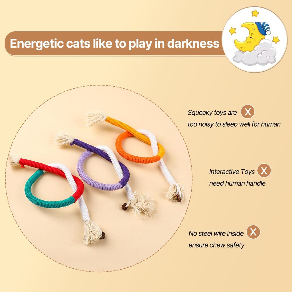 3Pcs Cat Rope Toys with Natural Refillable Catnip - Interactive Chew Tug Toy for Teething & Teeth Cleaning, Safe Catnip Toys