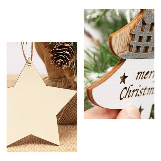 1/4Pcs Wooden Merry Christmas Ornament Farmhouse Rustic Xmas Tree Hanging Double Layer Splicing Love