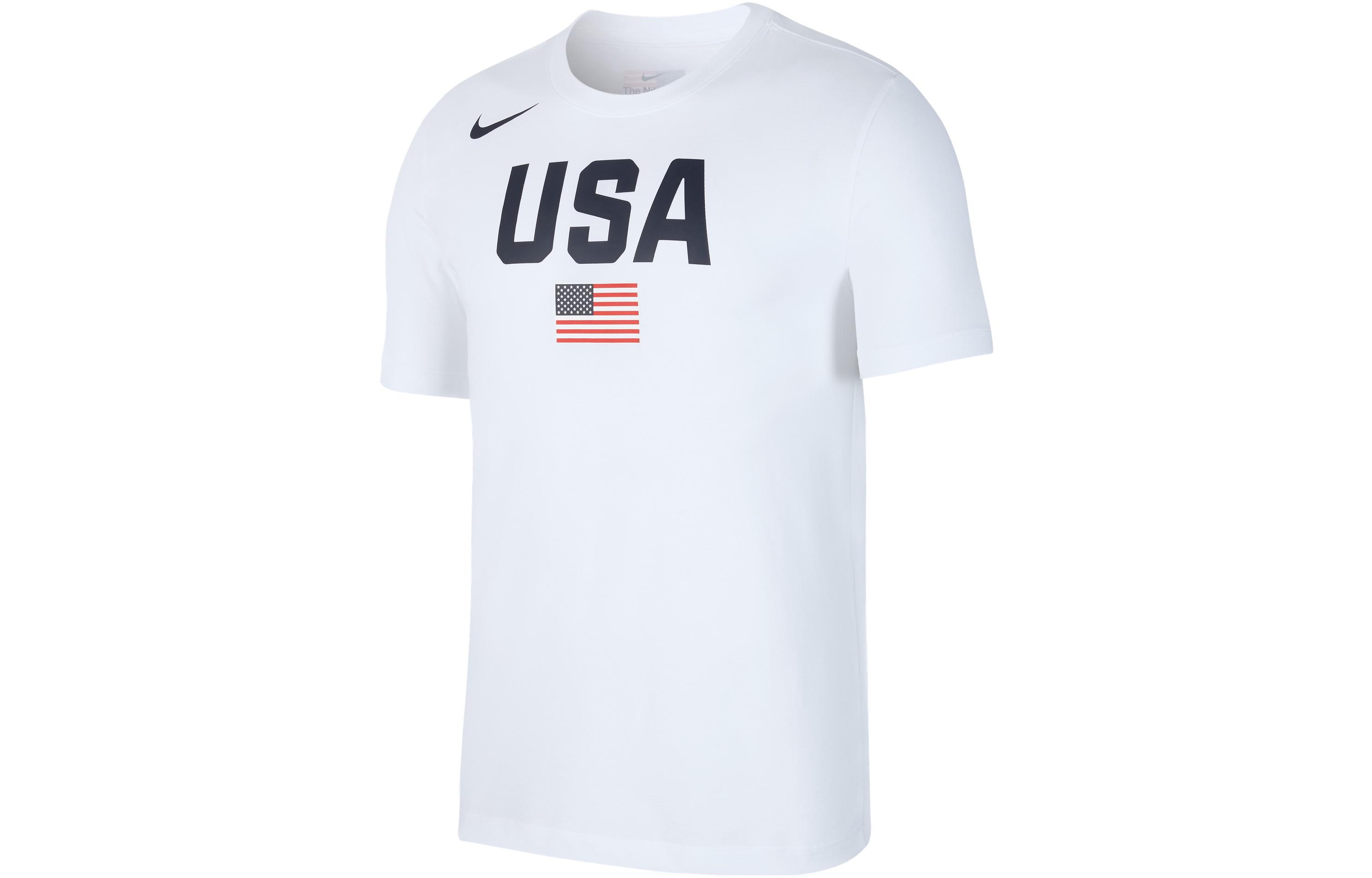 Nike T Shirts Men s White Crew Neck Moderate Straight Fit AV4352-100 3XL