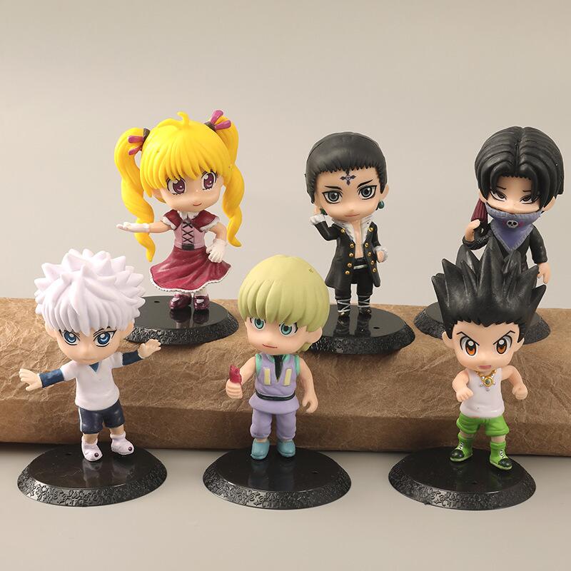 

6 шт./комплект HUNTER×HUNTER Аниме Фигурка Killua Zoldyck GON FREECSS Фигурка Действия Мультяшный Принт Коллекционная Модель Кукла Игрушки