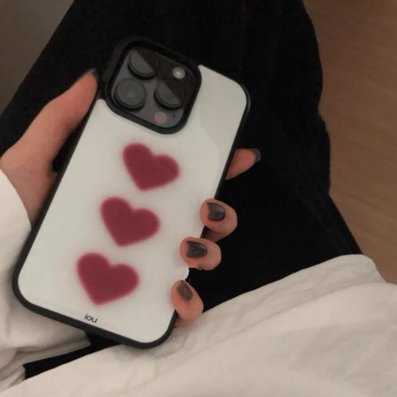 Ins Retro Podzim Zima Jednoduchý Nový Rok Červené Srdce Pouzdro Na Telefon Pro iPhone 17 Air 16 Pro 15 14 13 12 Pro Max 11Plus Ochranný Kryt Proti Pádu