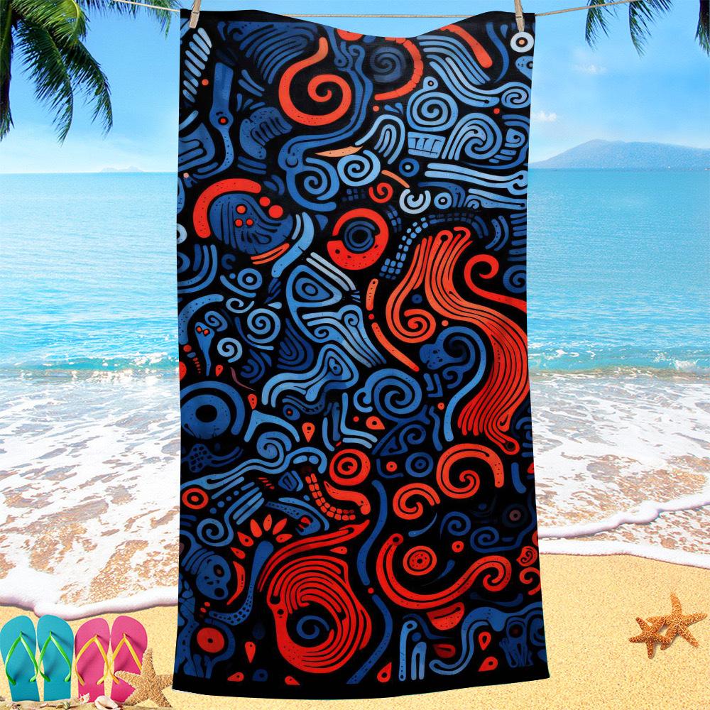 

Creative Geometry Series digital-printed polyester Superfine fiber double-sided fleece Beach vacation bath towel, beach towel W40*H60(CM)