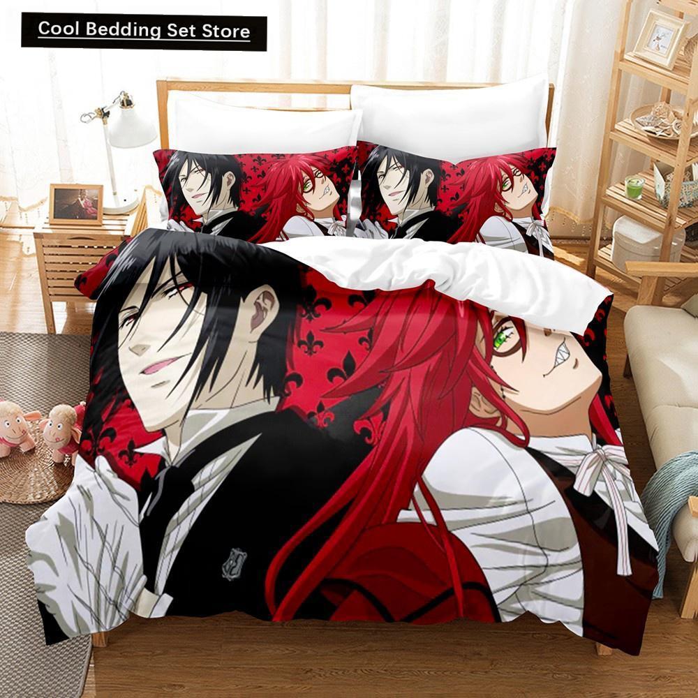 Nou Anime Black Butler Lenjerie de pat Cool Sebastian Ciel Dakimakura Set lenjerie de pat Adult Husă de pat dublu Husă de pat din microfibră