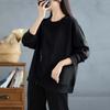 Autumn and Winter Loose Long-sleeved T-shirt Base Shirt Design Sense of Niche Irregular Round Neck Sweatshirt for Women