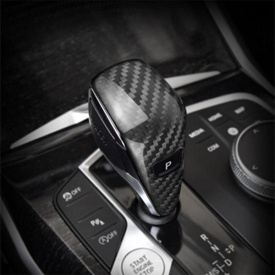 Real Dry Carbon Fiber Gear Shift Knob Trim Cover For BMW 3 Series G20 -