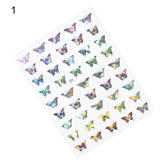 Sticker Self-adshesive Removable Nail 1Sheet Butterfly Pattern Fadeless Fingernails for Party