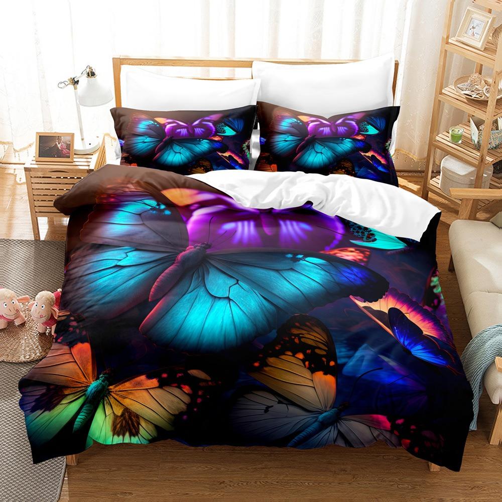 Butterfly Bedding Set 3D Women and Girls Duvet and Pillow Covers Full Size Luxury Cover Queen and King Bed Cover Gifts