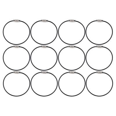 12 Pcs Wire Keychains Stainless Steel Wire Rope Key Ring Multi Purpose Wire Buckle Rope Loop