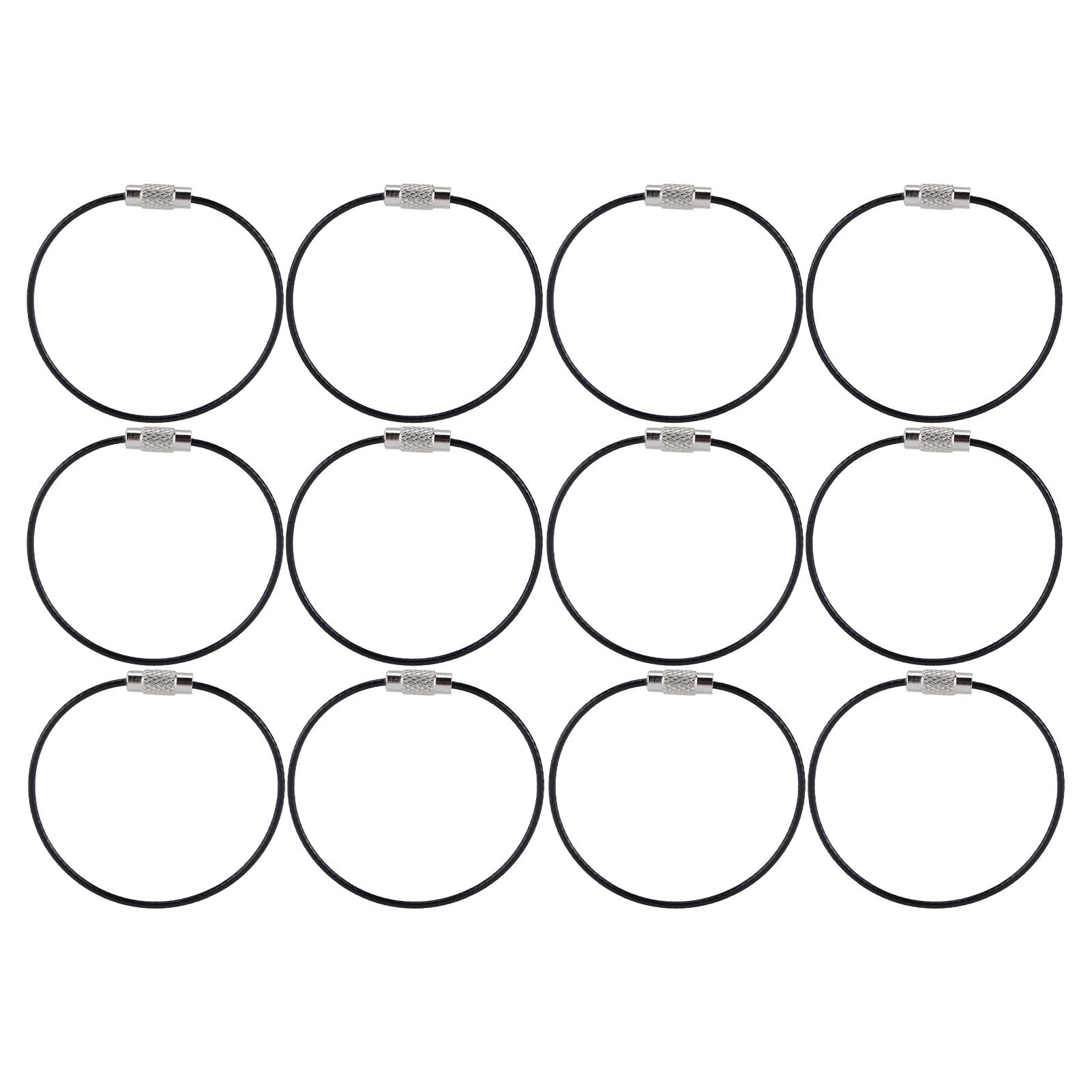 

12 Pcs Wire Keychains Stainless Steel Wire Rope Key Ring Multi Purpose Wire Buckle Rope Loop