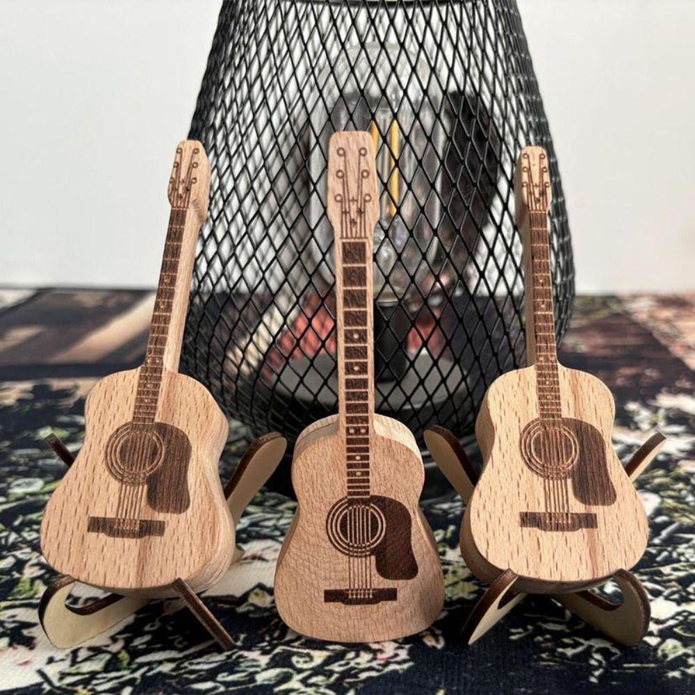 Wooden Material Guitar Picks Storage Guitar Shape Guitar Pick Holder  Guitarist Organization