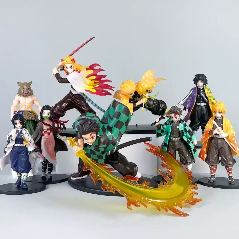 Hot Demon Slayer Anime Figure Tanjirou Agatsuma Zenitsu Kyoujurou Anime Model Action Figure PVC Collection Toy for Kids Gift