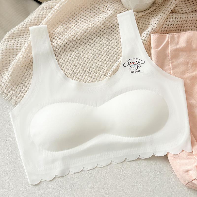 Teen Girls Student Vest Style Wireless Anti Exposure Comfortable Bra With Chest Pad
